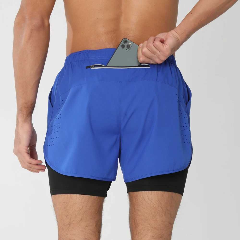 New Mens Running Double-Layer Shorts Quick-Drying Fitness 2-in-1 Shorts Mens Sports Workout Training Bodybuilding Shorts Male W250724