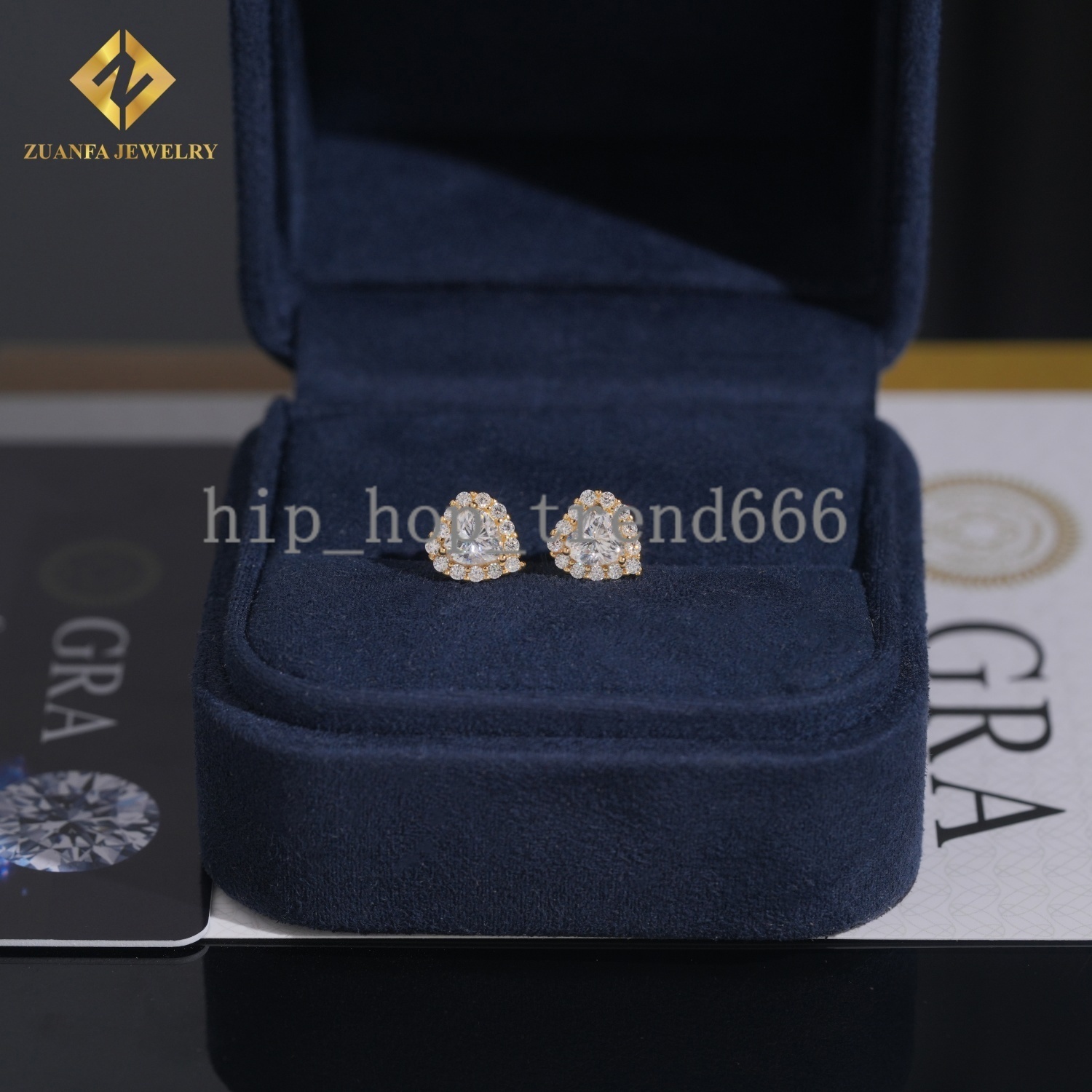 Local Warehouse Hip Hop Jewelry 8.5mm 925 Sterling Silver Earrings Heart Vvs Moissanite Back Round Ear Studs Iced Out Screw