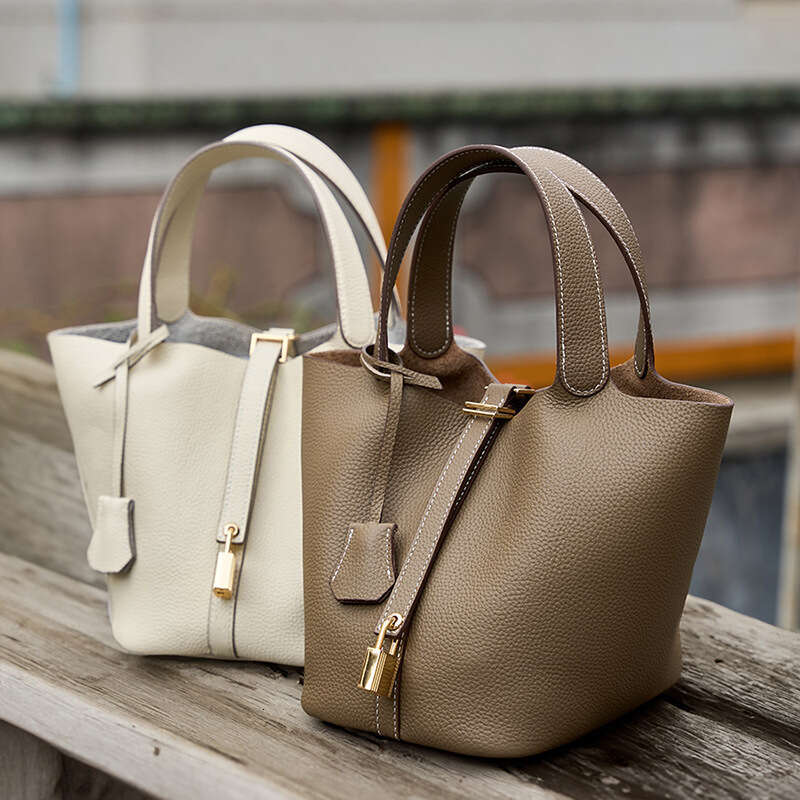 2025 New Designer Luxury Bucket Tote Genuine Leather Handbag Mommy Bride Wedding Bag High-end Feel