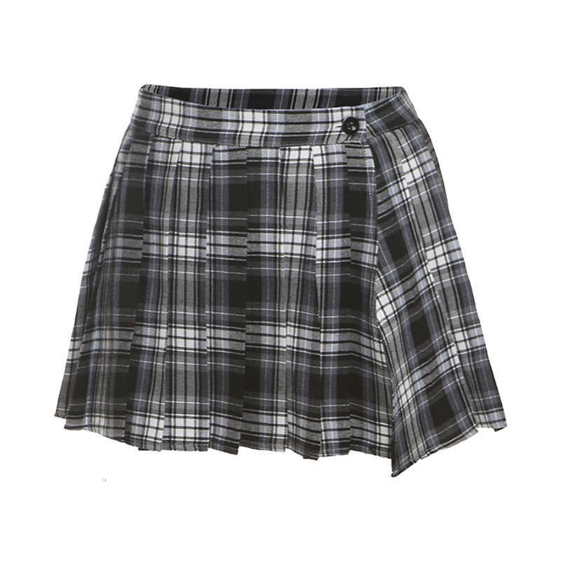 Summer INS Style Niche Design Trendy Fashion Plaid Patchwork Top Puff Half Skirt Women's Clothing 52f