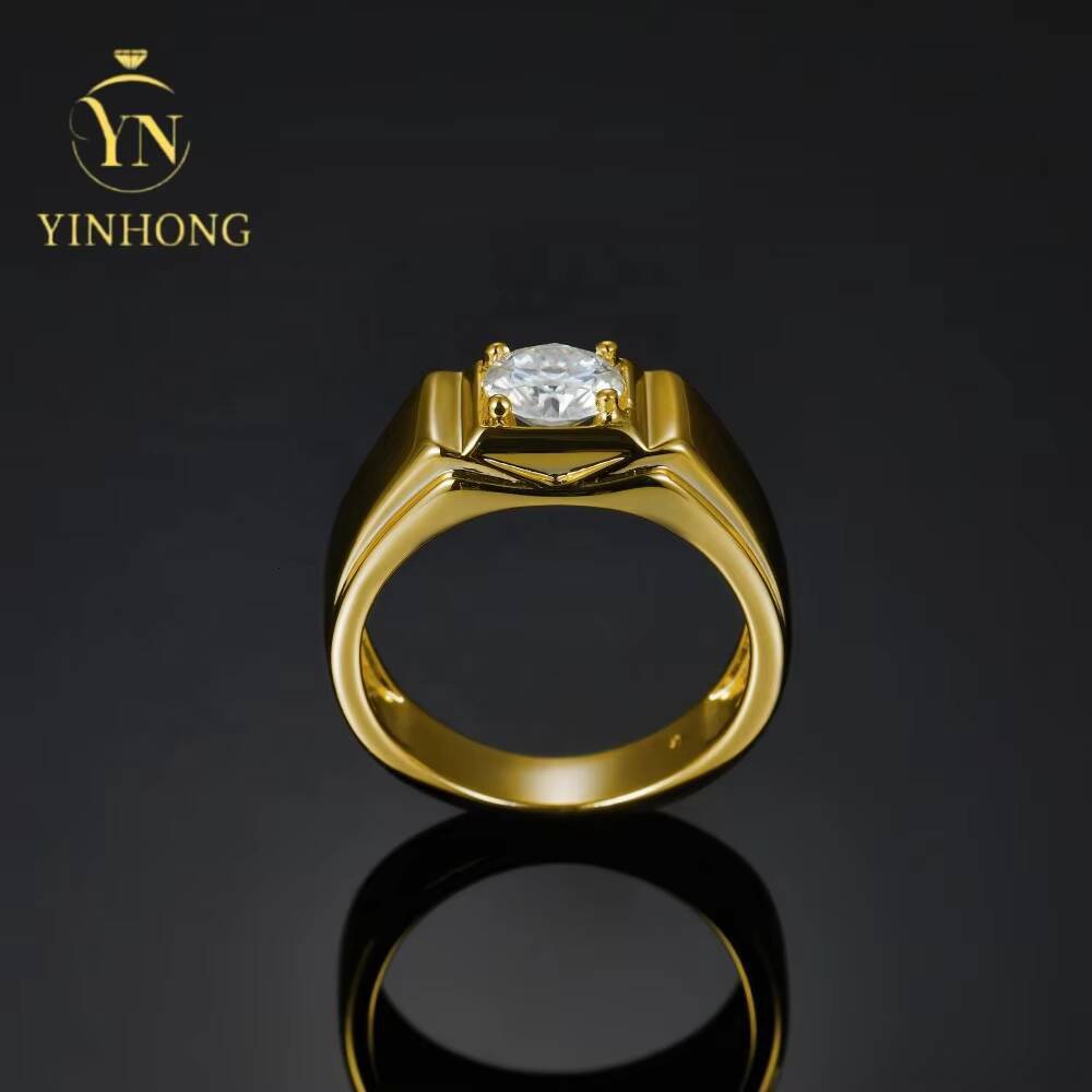 Wholesale Custom Mens Engagement Ring 1.0ct White Moissanite S925 Silver For Engagement Gift Wedding Rings