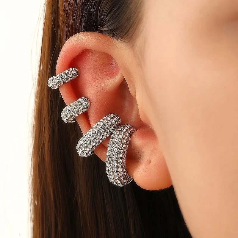 1Pcs Gold Color C Shape Round Cartilage Clip Earrings For Women Crystal No Pierced Geometric Ear Cuff Jewelry 250723