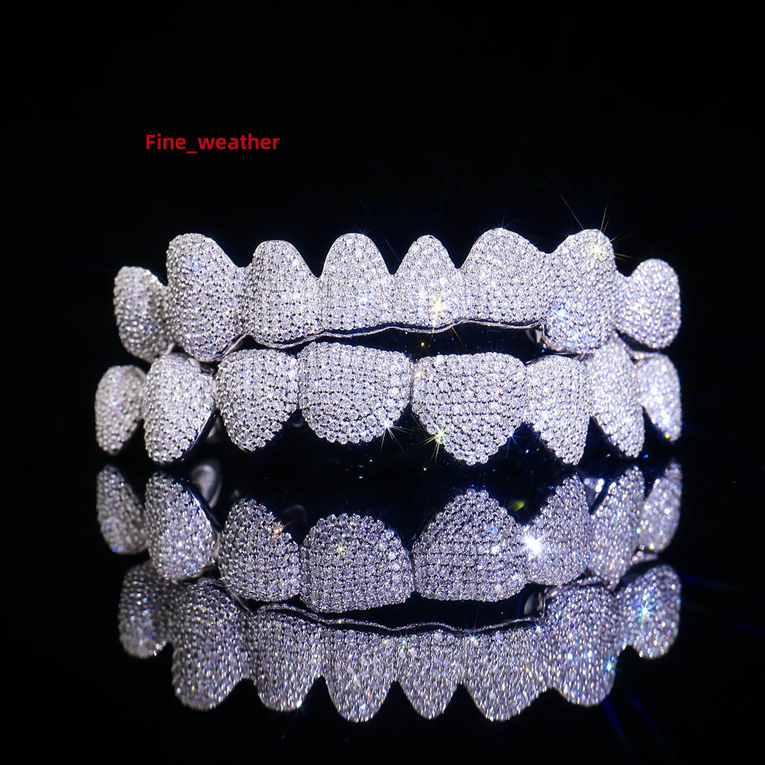 PROVENCE Custom Grillz Teeth 10k 14K 18k Gold Grillz Iced Out VVS Moissanite Grillz Diamond for Dentures False Teeth