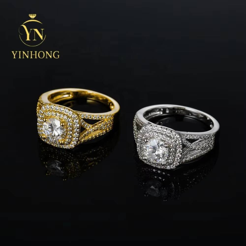 Wholesale Custom Solid Silver 925 Sterling Moissanite Womens Engagement Rings Cushion 18k Gold Plated for Parties