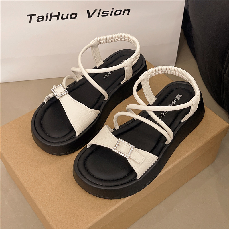 Ddmysports Thick Soled Step On Feeling Women S New Summer Outdoor Wear With Skirt Stunning Height Increasing Sandals Beach Shoes Slippers For Outdoor 