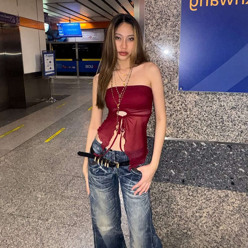 2025 Spring New Women's Fashion Solid Color Slim Street Style Off-Shoulder Tube Top Backless Vest 51f