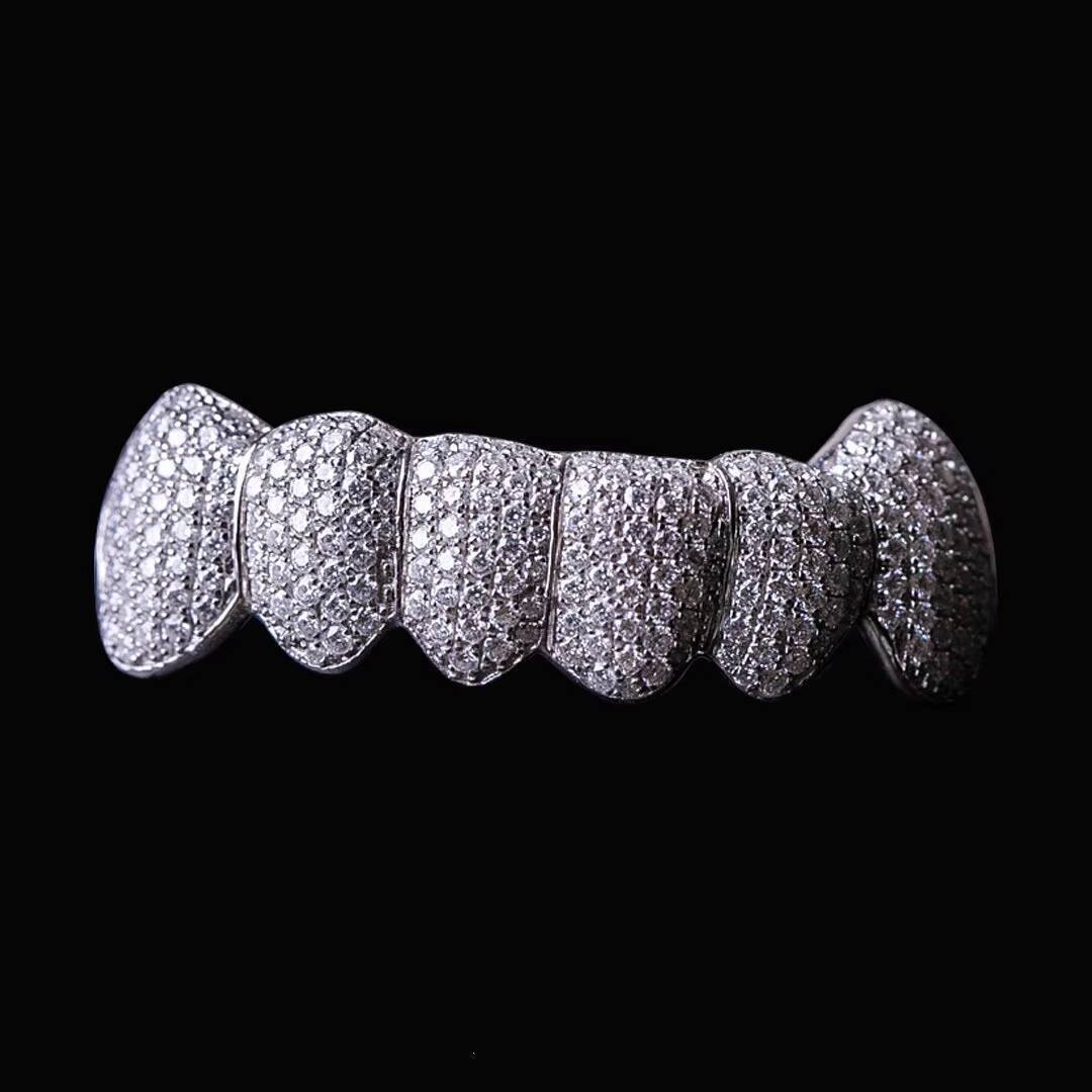 Custom VVS Moissanite S925 Silver Teeth Grillz Silver Diamond Bling Tooth Grills for Men Women High-End Jewelry Pass Test 8 on 8