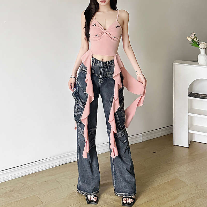 2024 Summer New Street Fashion Bowknot Sexy Strapless Crop Top for Women 489