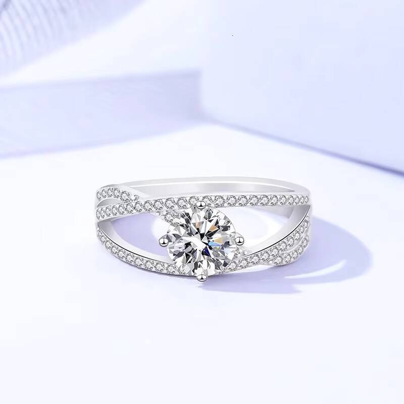 S925 Sterling Silver Classic Moissanite Ring with Gold Finish Advanced Collection of Elegantly Designed Earrings