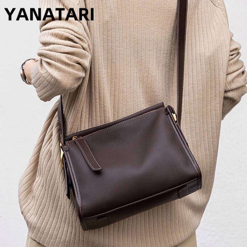 YANATARI Vintage Messenger Cowhide Leather Soft Leather Large Capacity Minimalist Crossbody Women Female Bag 25075-26
