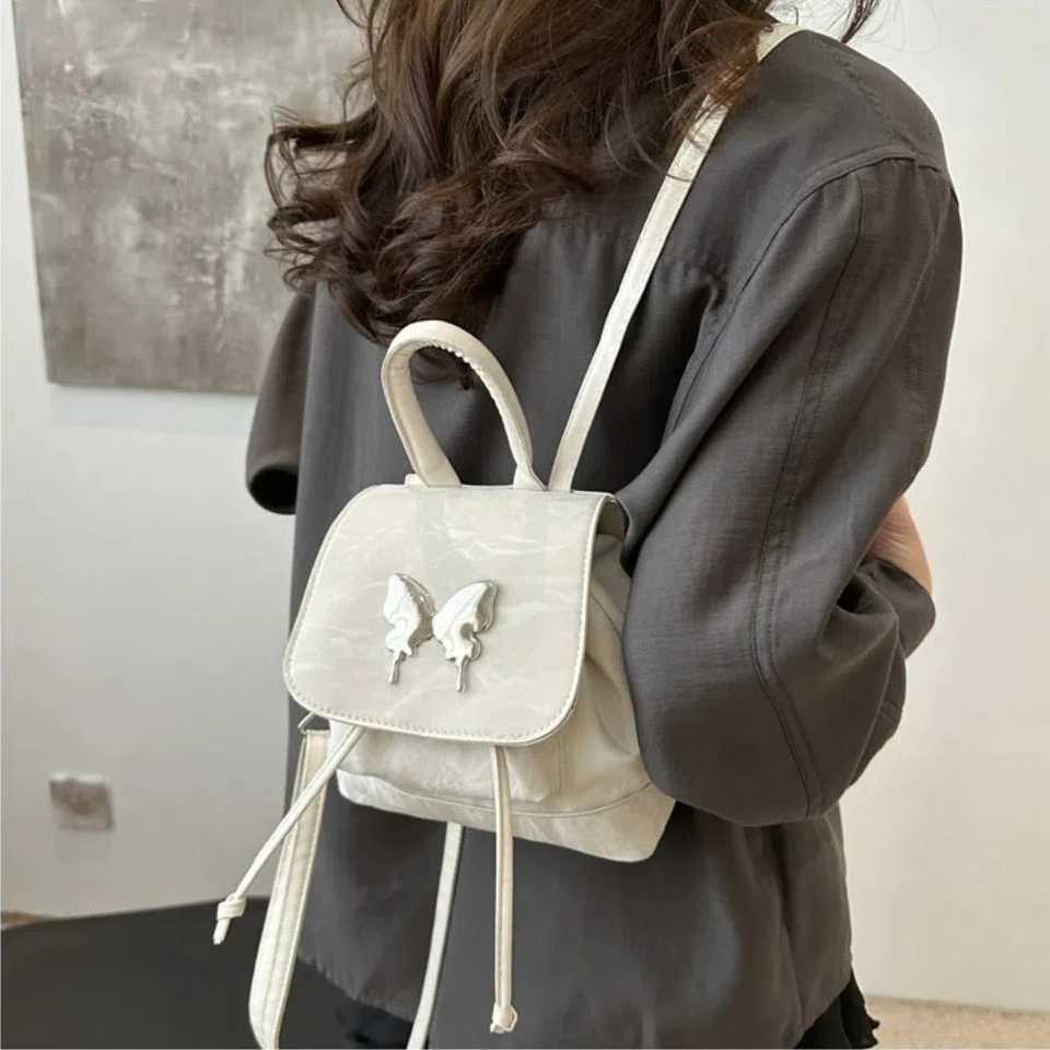 New PU Womens Backpack Solid Color Shoulder Bag High-capacity Mini Backpack for Ladies Y250724