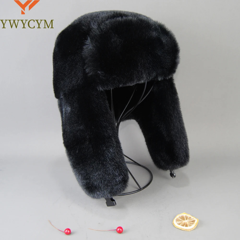 Winter Russian Man Woman White Skin Faux Rex Rabbit Fur Hats Faux Rex Rabbit Fur Cap Unisex Faux Fur Bomber Hat 250724