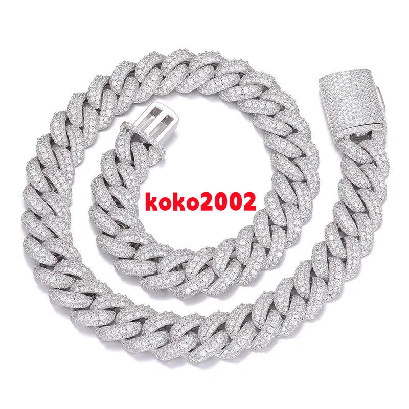 Customized Fashion 19mm Sterling Silver Iced Out VVS Moissanite Diamond Cuban Chain with GRA for Hiphop Jewelry Gift