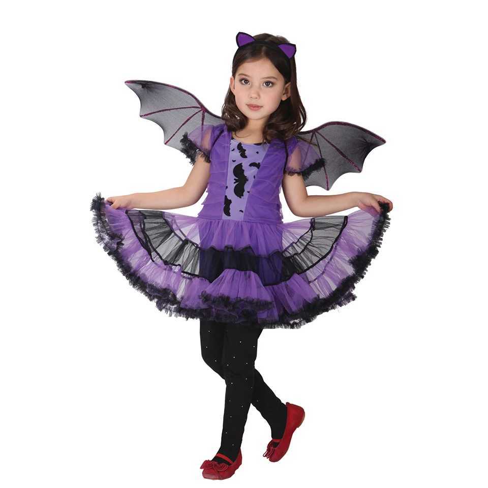 Baby Girls Vampire Witch Par Dress Candy Bag Headband Wing Clothing Sets Cosplay Pumpkin Carnival Children Halloween Costume Z250725