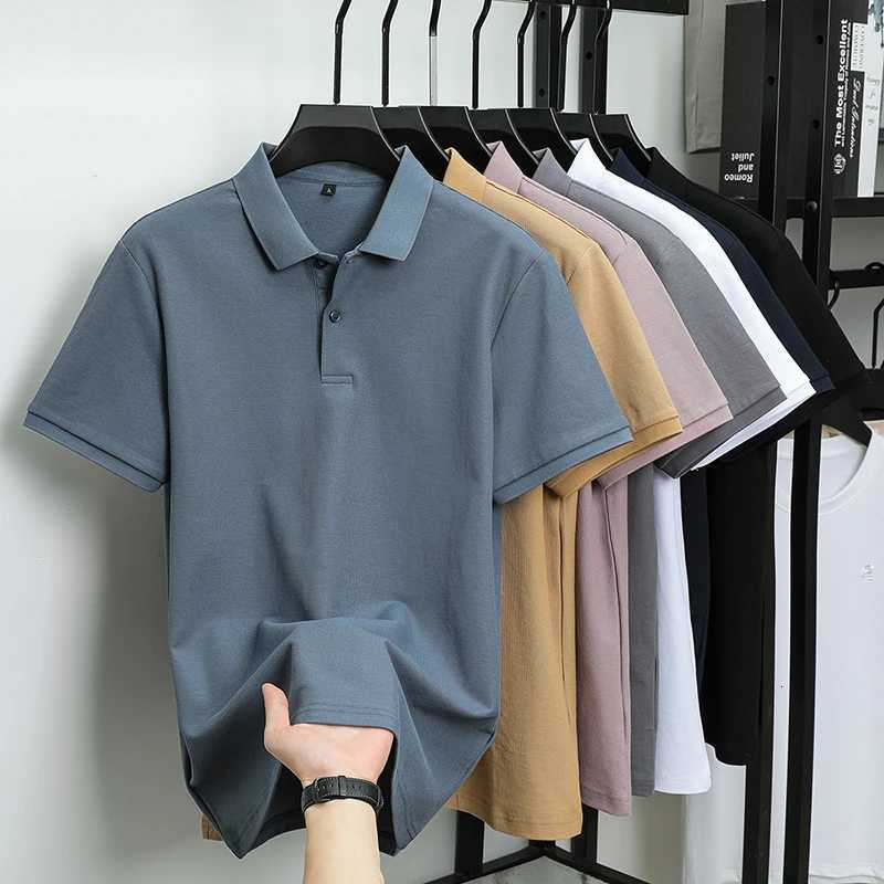 100% Cotton High-End Short Sleeve Polo Shirt for Men Lapel Top Summer Breathable T-Shirt Trendy Solid Color Korean Casual Paul Shirt XJ250725
