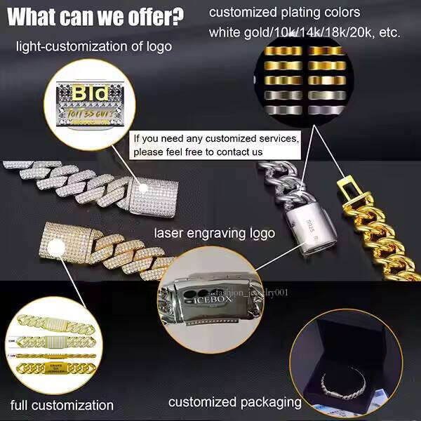 New Product Black Necklace Bracelet 9mm 10mm 12mm 13mm Sier Iced VVS Moissanite Cuban Chain with GRA