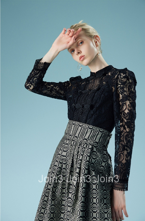 Summer New Style New Chinese Style Lace Shirt Versatile Elegant Black Top for Women 2241