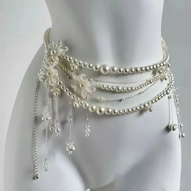 Fairy Tassel Waist Chain For Women Glitter Pearl Butterfly Pendant Belt Strap Dress Crop Top Bikini Sexy Waist Decorative Chain 250722