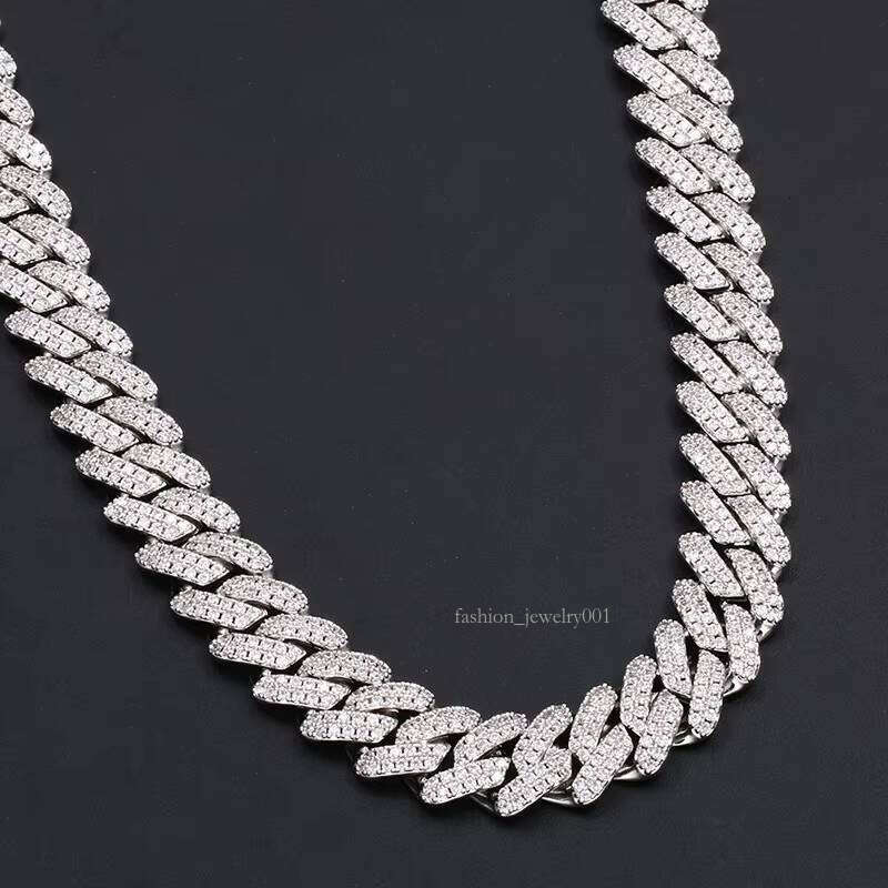 High Quality Factory Sier Vvs Dia Iced Out Moissanite Cuban Link Chain14mm Necklace Women Men