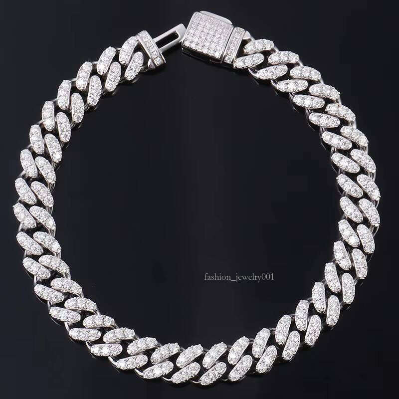 Cuba Chain 6MM sier hip hop jewelry men's bracelet cuban link chain moissanite