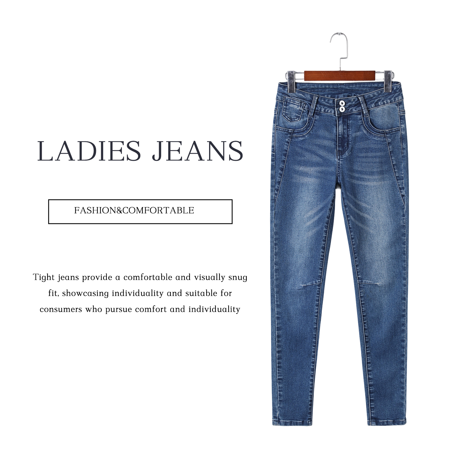 Tight jeans for women lifting hips to make them look slimmer and slim Stretch denim fabric fashionable and versatile pencil pants