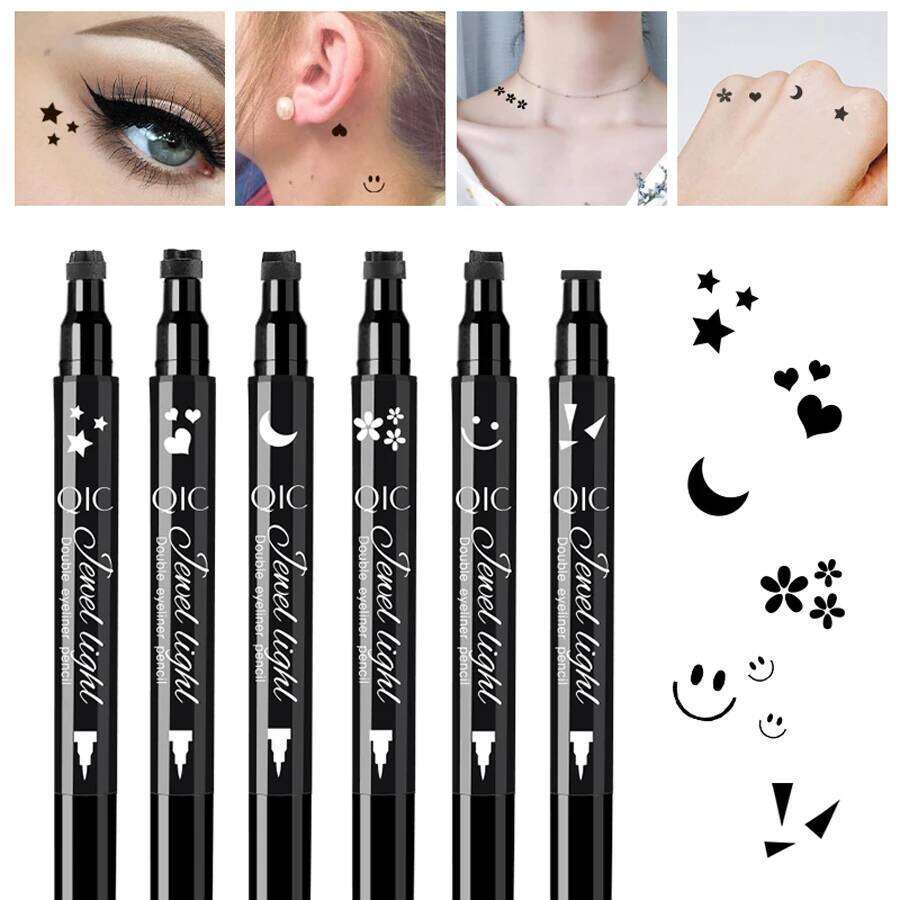 QIC Black Seal Pen Star + Moon Stamp Long-Lasting Eye Liner Pencil Eyes Makeup Cosmetics Waterproof Eyeliner X250725 X250725