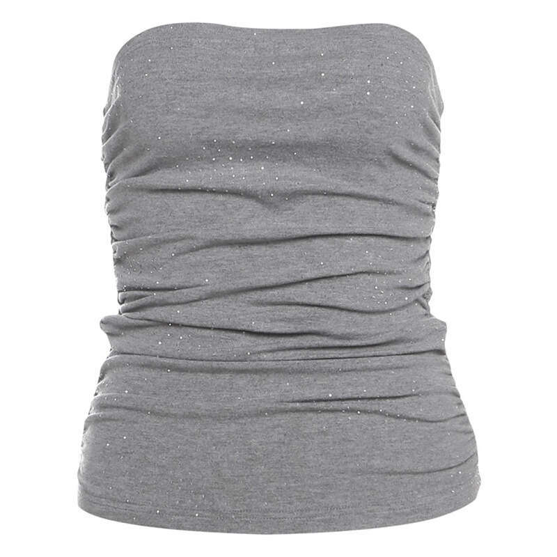 2025 Summer INS Style Sexy Sequin Shiny Crop Top Irregular Slim Bodycon Skirt for Women 972