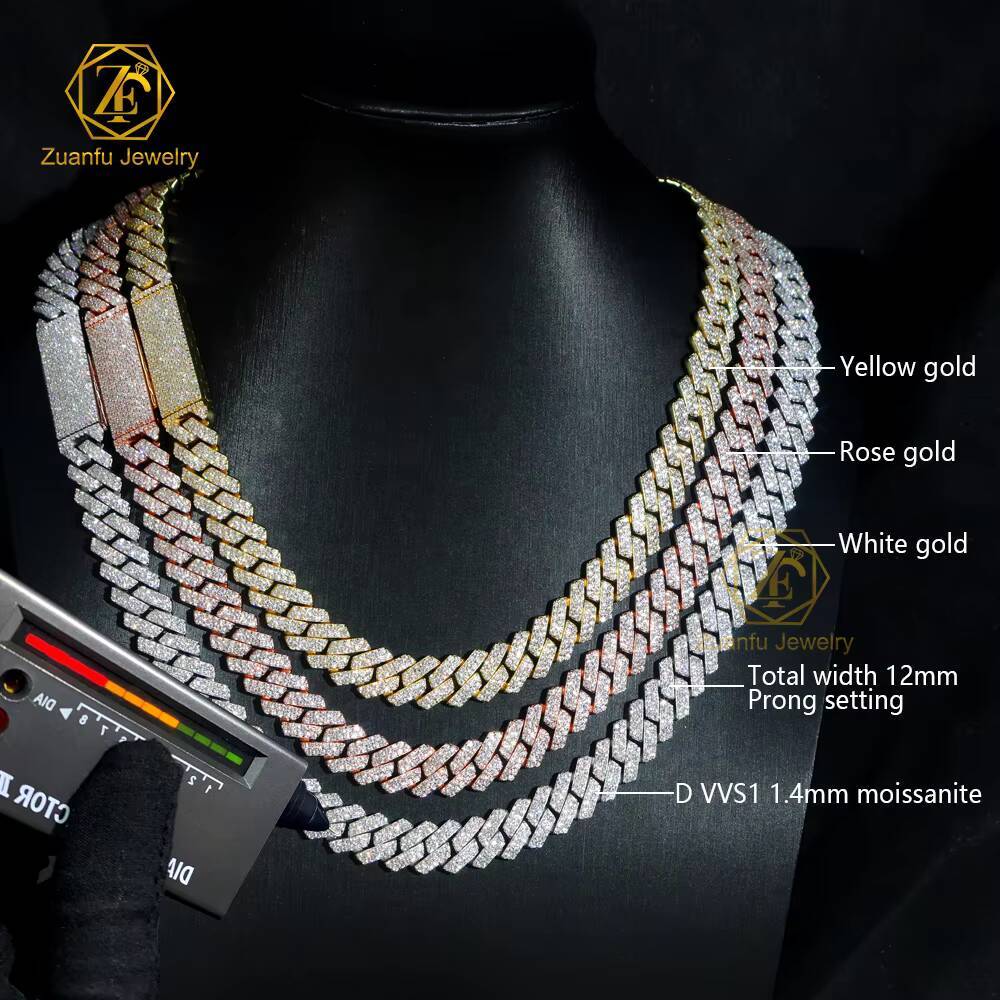 2025 designer bracelet RTS Wholesale Fast Shipping Cuban Link Chain VVS Moissanite Diamond 925 Silver 8mm-15mm Hip Hop Necklace for Men Mens Jewelry