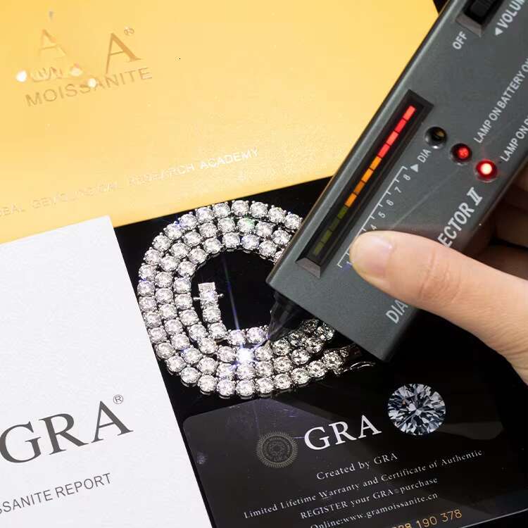 Goldleaf Customized Sterling Sier Men's Bracelet GRA 3-5mm Dia D VVS Moissanite Tennis Chain