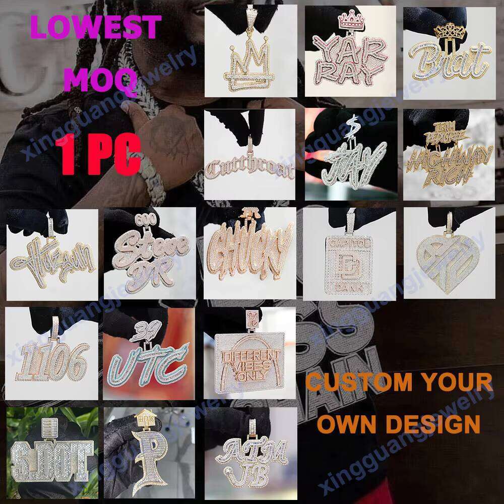 Personalized Gold Plated Sterling Sier Iced Out Pass Dia Tester Moissanite Stone Custom Pendant