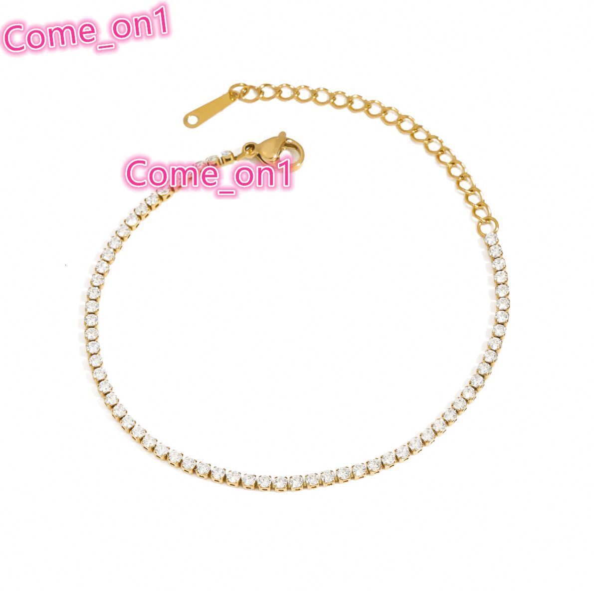 Luxury 18K Gold Stainless Steel Tennis Chain 2MM Zircon Stone Bracelet Stylish Sports Casual Fashion Charm