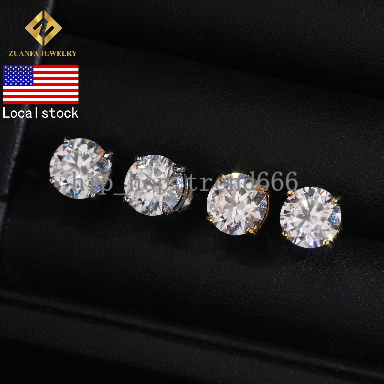 Hip Hop Jewelry Iced Out 7.5mm Screw Back Round Ear Studs Vvs Moissanite Diamond 925 Sterling Silver Earrings