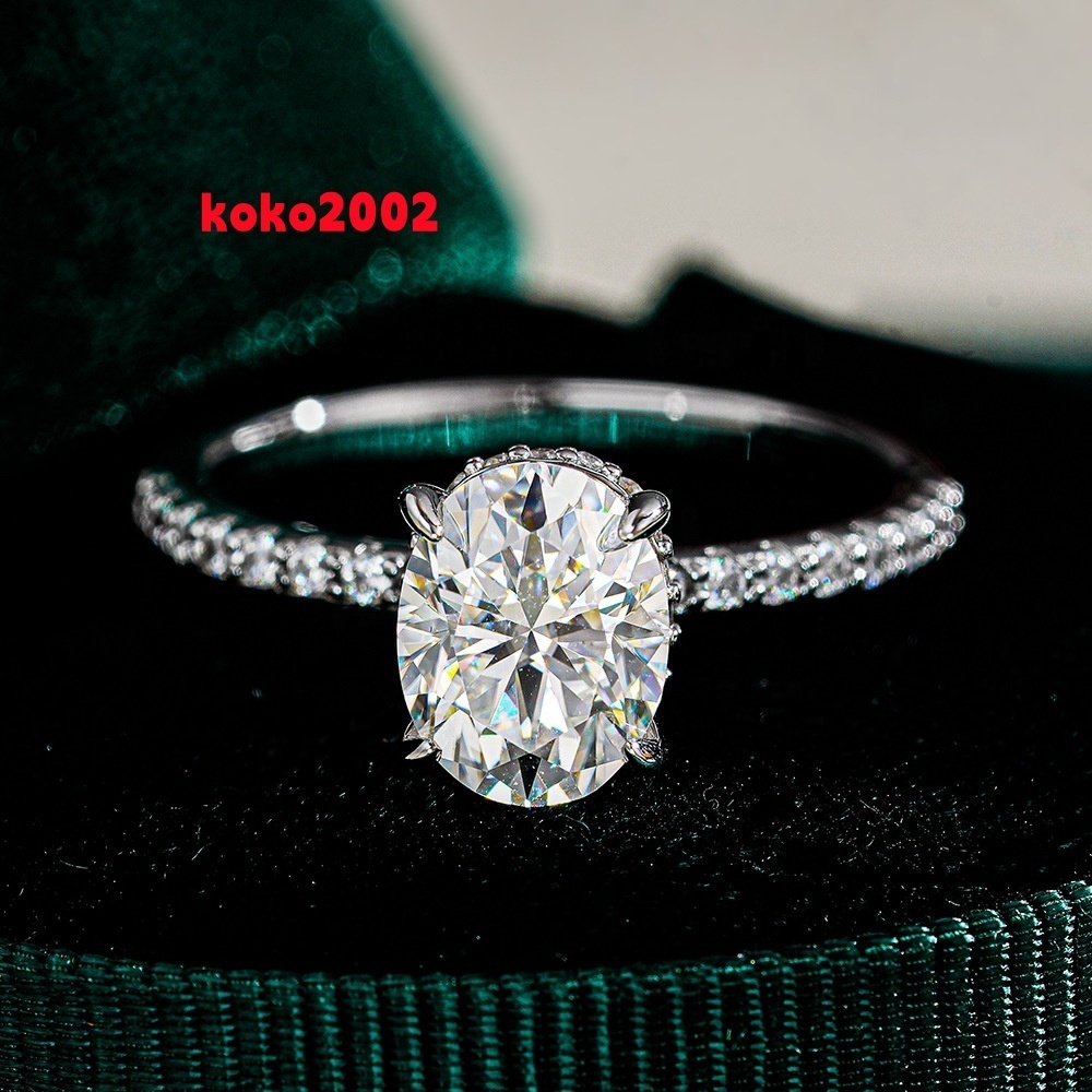 High Quality Moissanite Rings 1ct 2ct 3ct Oval Cut 925 Silver Moissanite Rings with GRA Certificate
