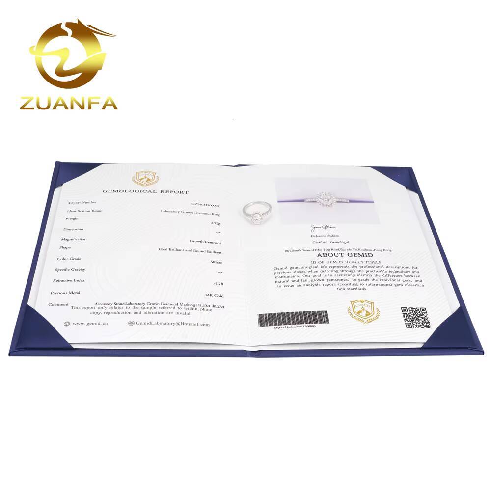 Zuanfa Luxury Women Wedding Jewelry Hola Ring Band for Engagement 14K White Gold Lab Grown HPHT CVD Diamond Ring