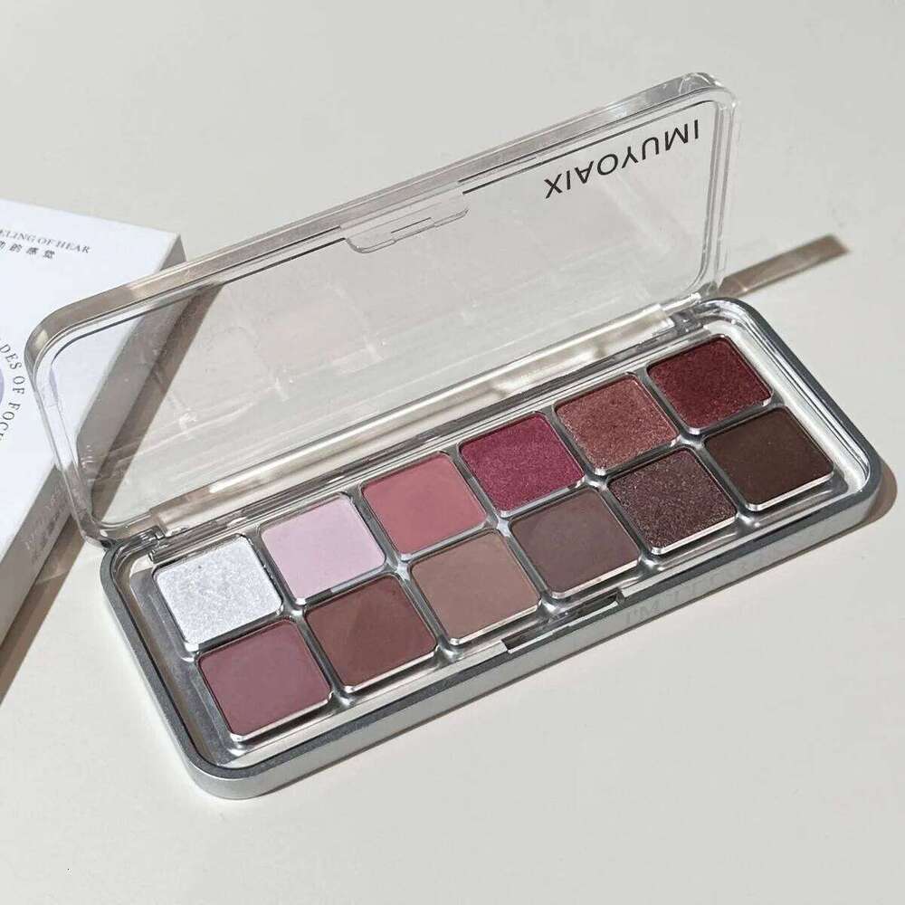 12 Color Shadow Palette Matte Pearl Wine Red Rose Brown Eyeshadow Glitter Shimmer Long-lasting Beginner Eye Makeup X250723 X250724