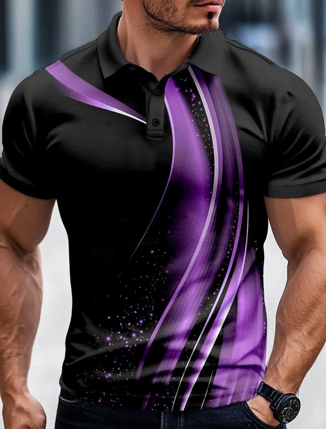 3D Printed Mens Geometric Line Polo Short Sleeve Polo Shirts Collared Shirts Casual Outdoor Business Daily Wear XJ250725