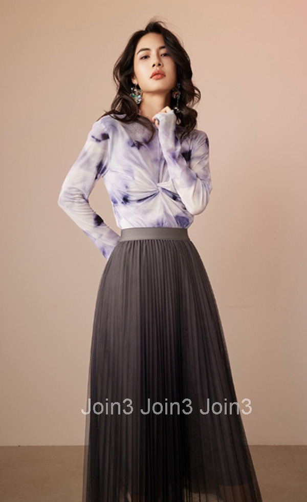 Summer New Half High Collar Base Shirt High Elasticity Mesh Long Sleeve Versatile Top for Women 2640