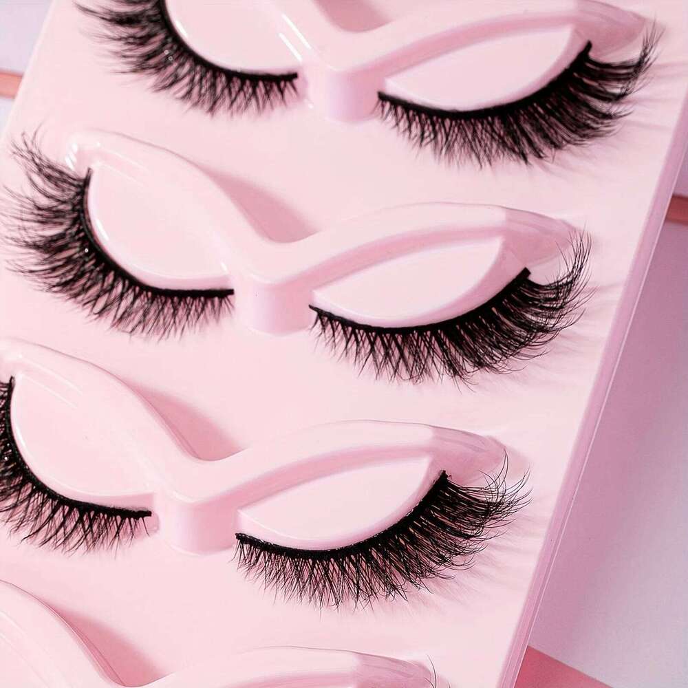 5 Pairs Full Cat Eye Look 15mm Tail Elongated Fluffy Volumized Eyelashes Faux Mink Strip False Lashes
