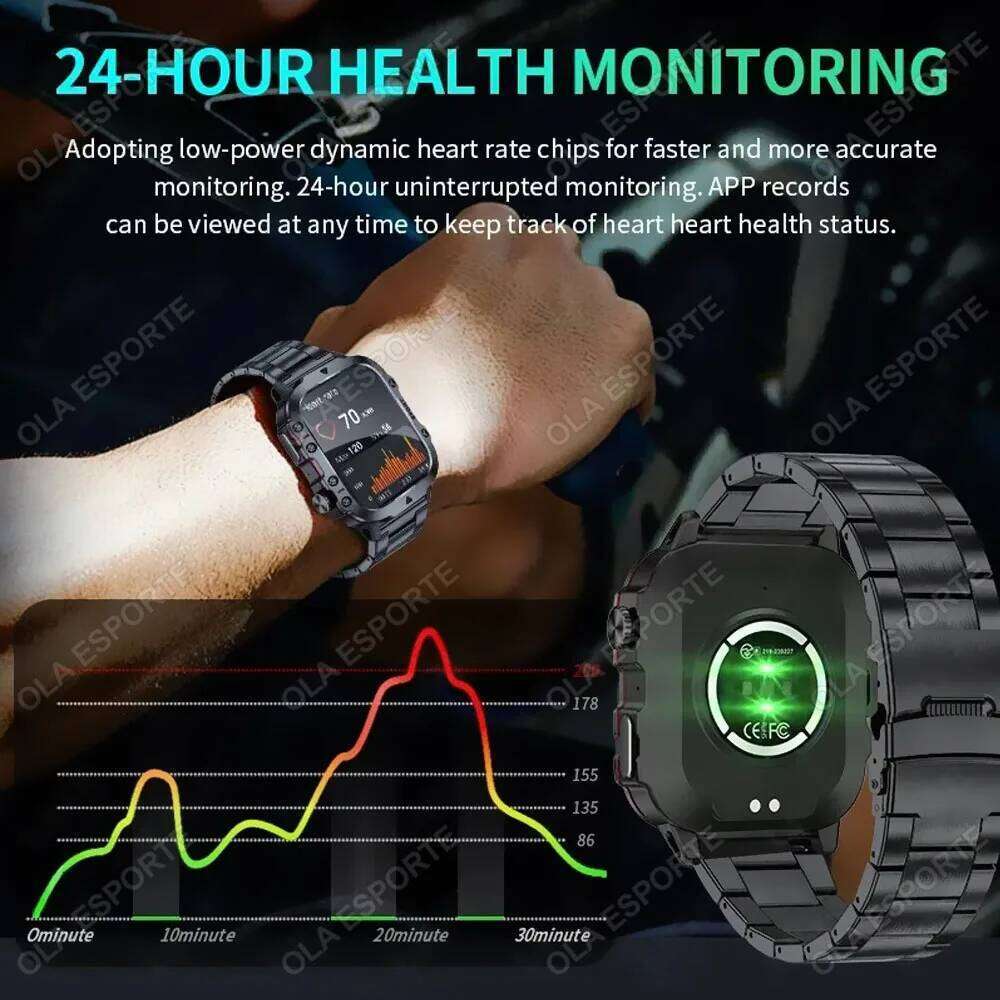 2025 New For Xiaomi Military Smart Watch Men IP68 5ATM Outdoor Sports Fiess Tracker Health Monitor 1.81Inch BT Call Smartwatch