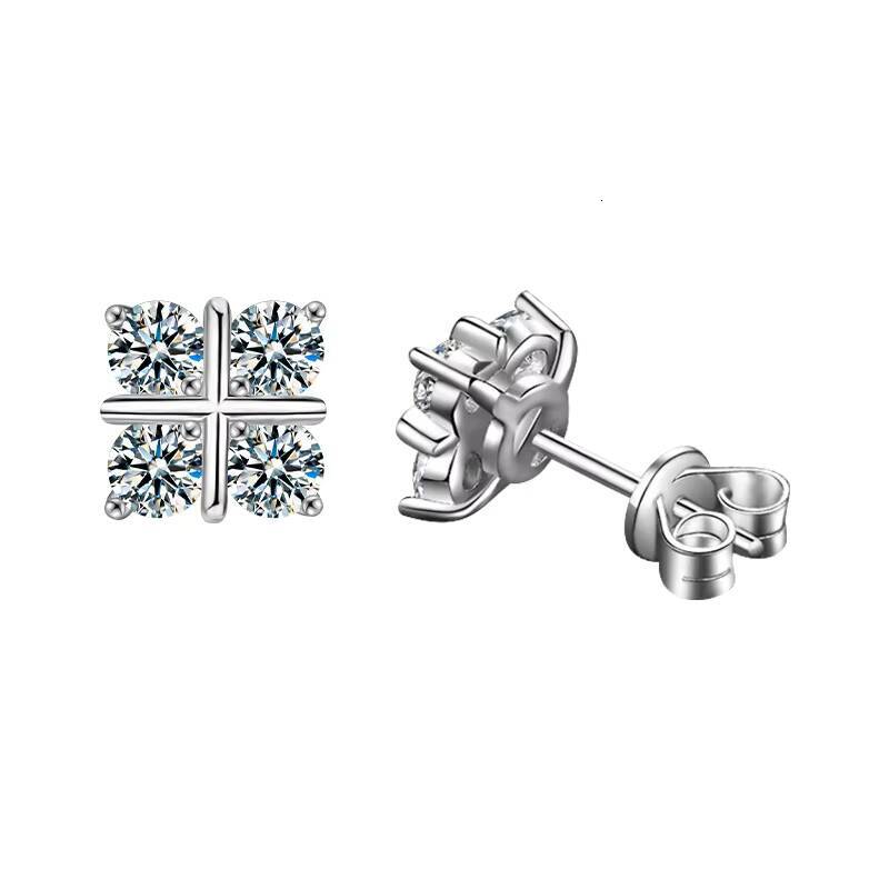 High Quality Fine Jewelry 18K White Gold Plated 925 Sterling Silver Moissanite Stud Earring for Lady Anniversary Party Gift