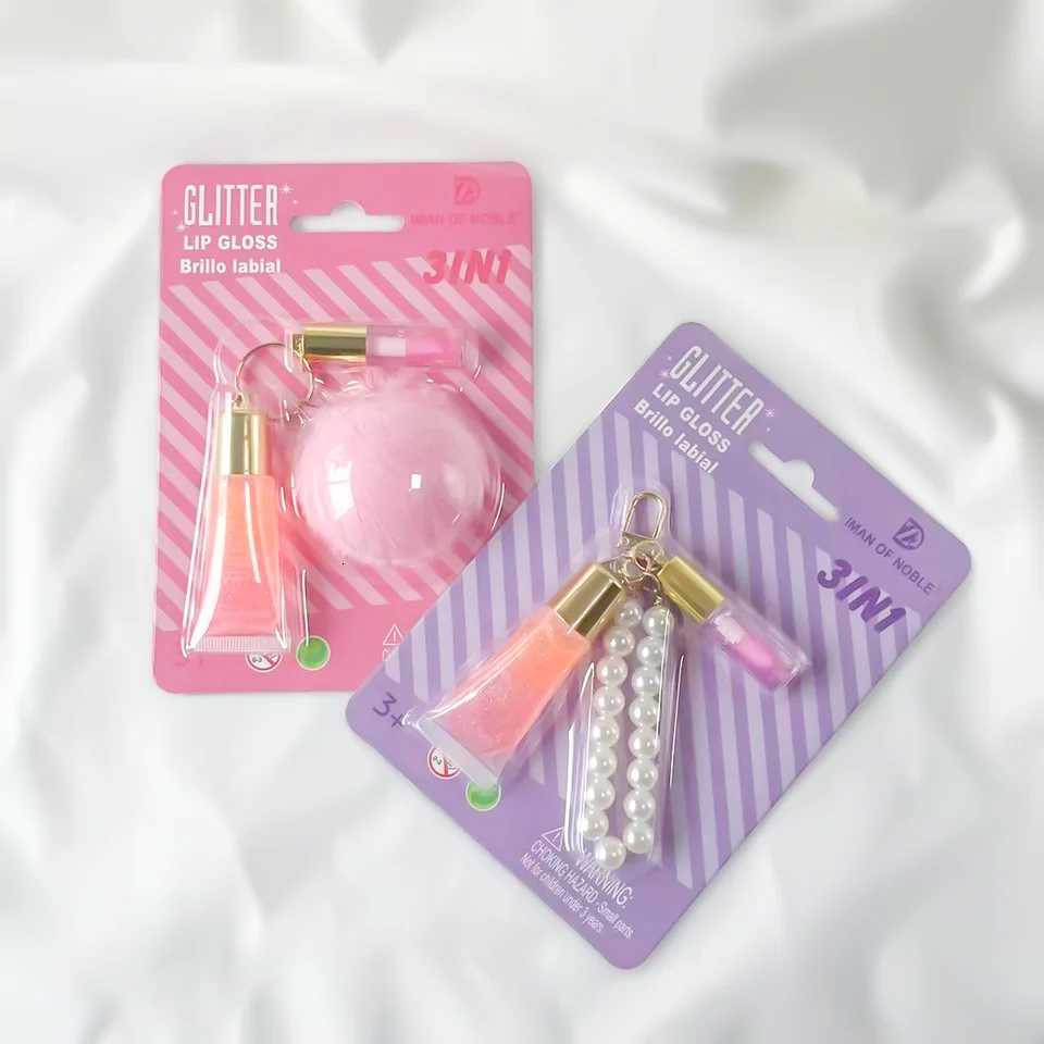 2PCS Warm Change Lip Gloss Set with Pearl Pendant 3-in-1 Lip Oil Lipstick Valentines Day Gift Lip GlossXJ250724