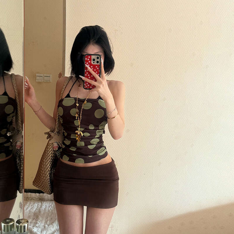 2025 Spring New Women's Solid Color Slim Fit Tube Top Vest Fashion Low Waist Bodycon Skirt 795