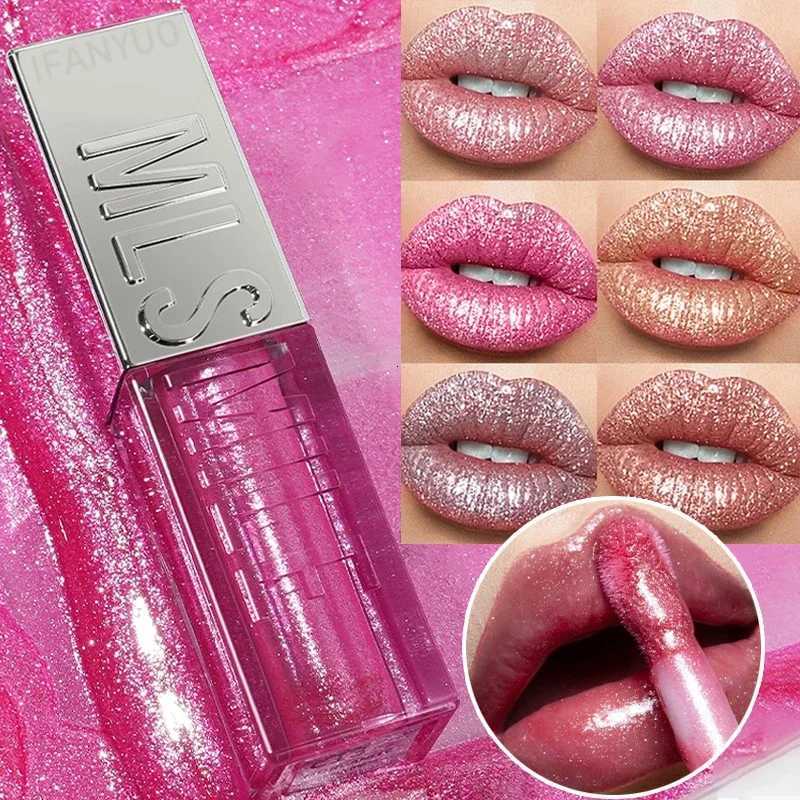 Wet Shiny Liquid Lip Gloss Diamond Shimmer Glitter Big Brush Lip Plumper Oil 6Colors Sparkling Highgloss Sequins Pearly MakeupXJ250724