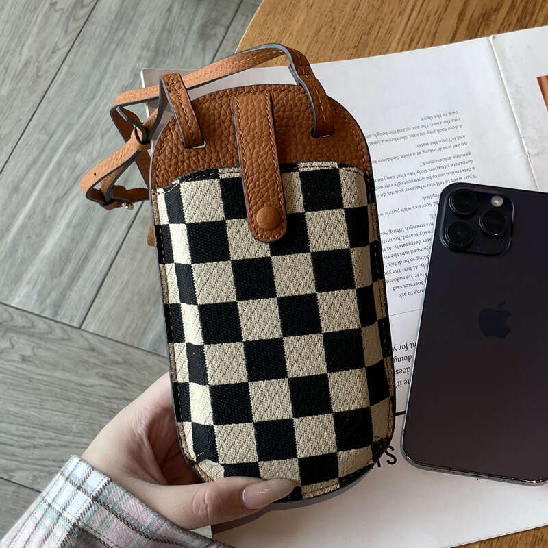 Mobile Phone Bag for Women, Crossbody Super Popular Mini Bag New Fashion Canvas Versatile Lightweight Genuine Leather