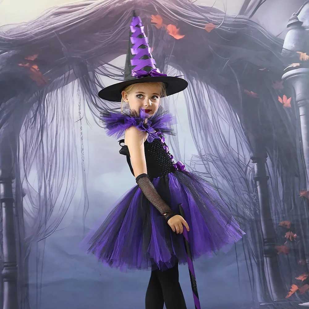 2024 Halloween Child Witch Cosplay Costume Vampire LED Light Luminous Tulle Tutu Dress Ghost Dress Up Carnival Par Witch Cape Z250725
