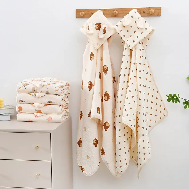 Cartoon Baby Bath Towels for Body Hooded Coral Fleece Kids Bathrobe born Swaddle Wrap Blankets Girls Boys 250725