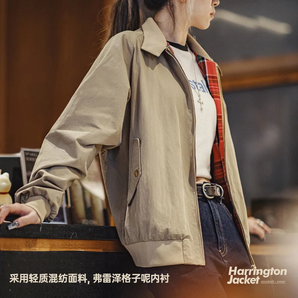 Maden Vintage Jacket for Women Stand Up Collar Workwear Coat Spring and Autumn Baseball Jackets Unisex Clothing 250725