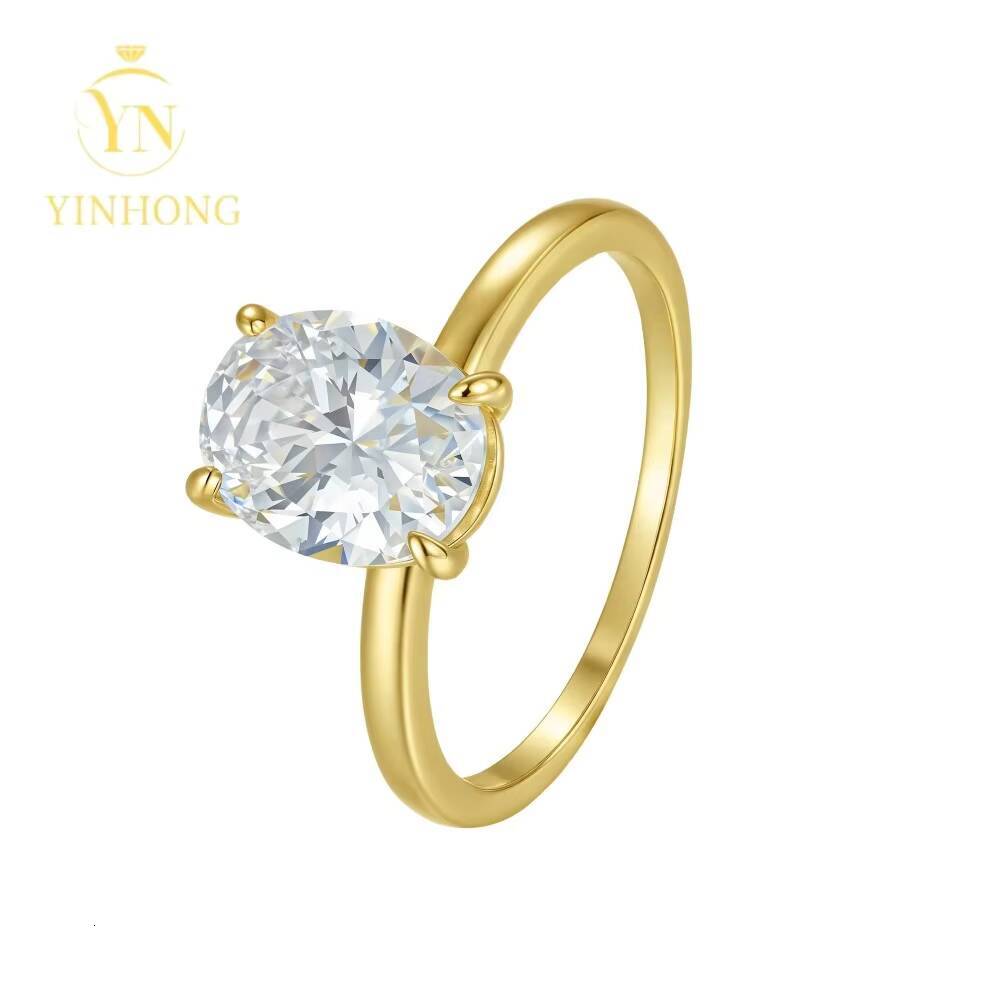 Factory wholesale 925 Sterling Silver Rings 3ct Oval Cut Moissanite Rings For Women Wedding Gifts