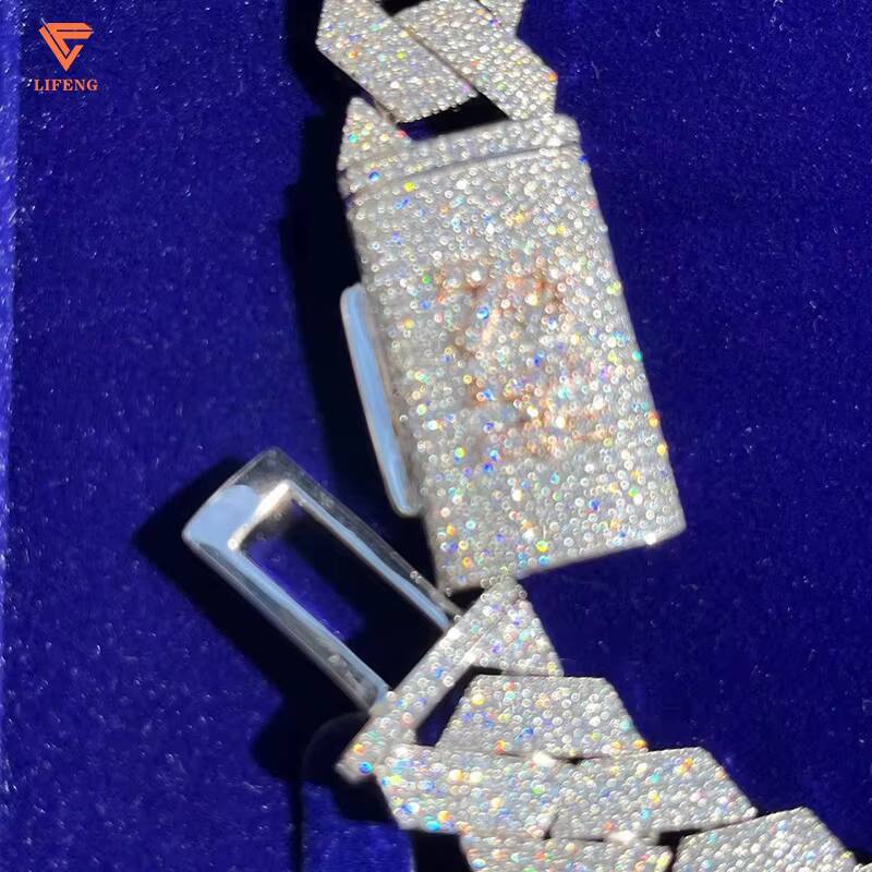 Lifeng Luxury 18mm Moissanite Cuban Chain Custom Jewelry for Hip Hop Fans Iced Out Diamond Cuban Necklace