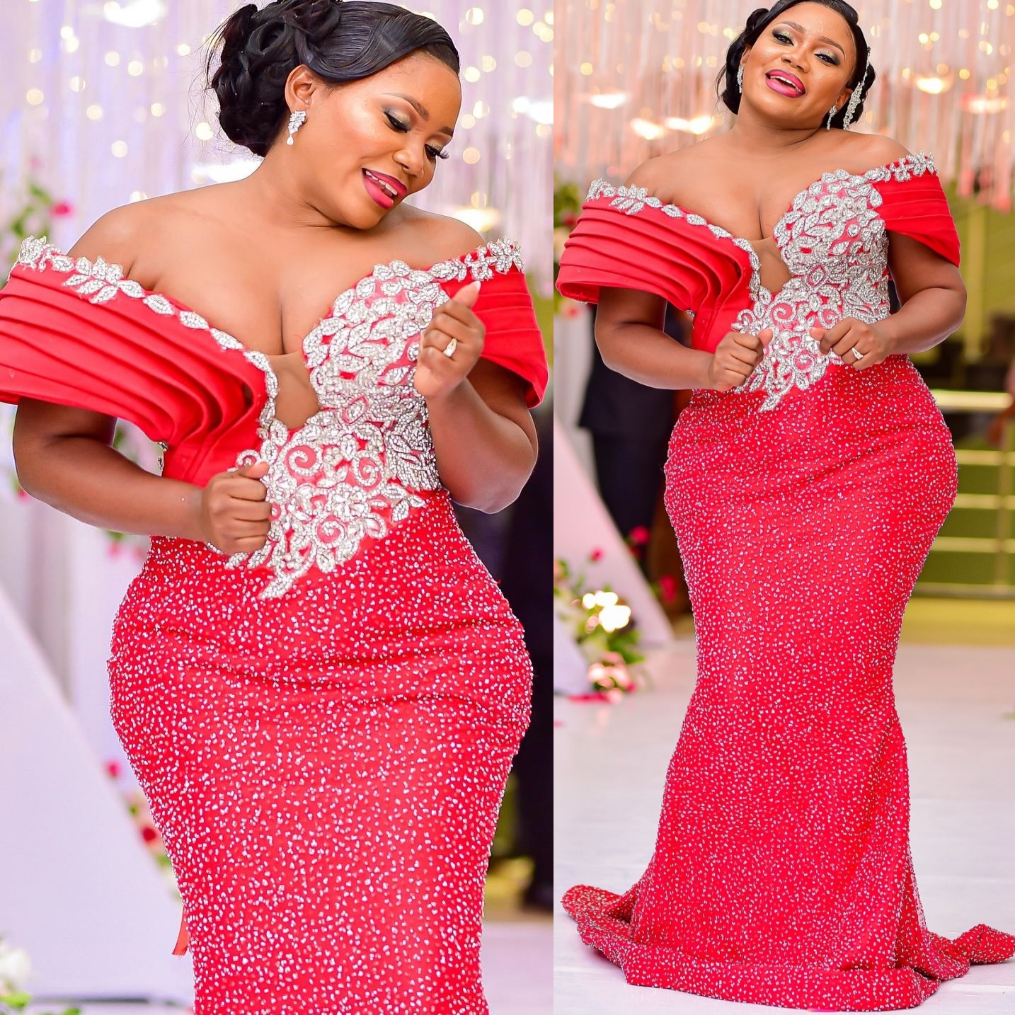 Mermaid Red Prom Dresses 2025 Sweetheart Lace Beaded Sparkly Evening Formal Party Second Birthday Engagement Gowns Plus Size Dress For Special Occasio